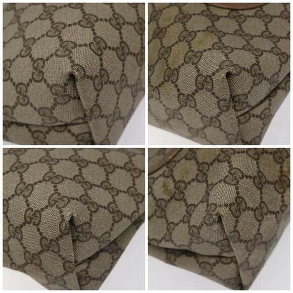 GUCCI GG Supreme Web Sherry Line Tote Bag PVC Beige Gold - Picture 15 of 16